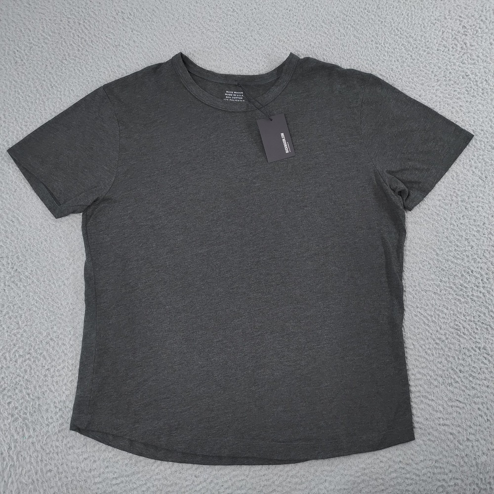 Buck Mason Shirt Mens Large Carbon Gray Traverse Curved Hem Crewneck Tee USA